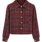 Cropped Karo-Hemdjacke bordeaux, Gr. 34-42