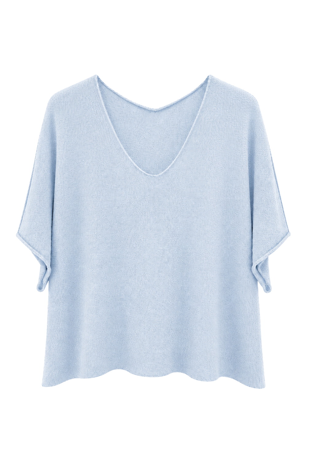 Basic Pullover "Lena" V-Ausschnitt  hellblau, Gr. 36-42