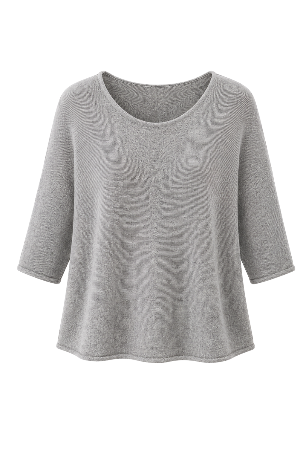 Basic Pullover "Lena" Rundhalsauschnitt  grau, Gr. 36-42