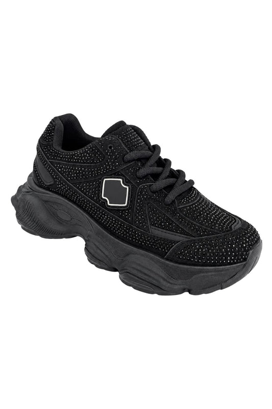 Chunky Sneaker mit Strass schwarz, Gr. 36-41