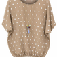 Blusenshirt mit Polka-Dots sandtaupe, Gr. 36-42