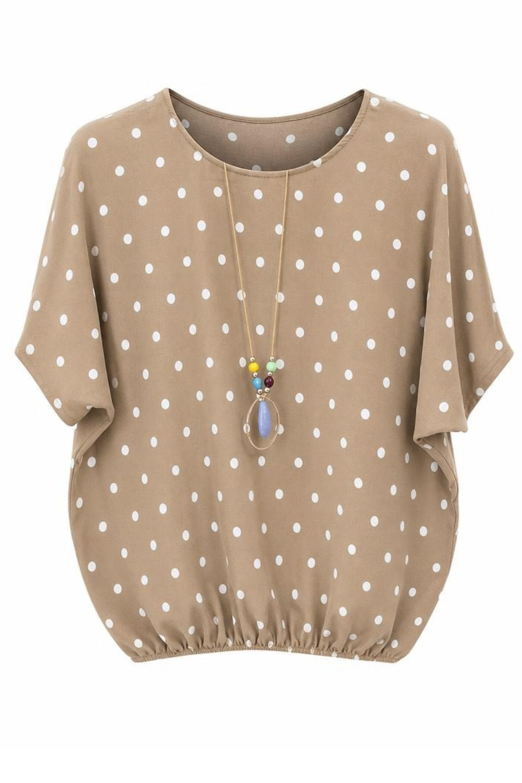 Blusenshirt mit Polka-Dots sandtaupe, Gr. 36-42