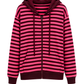 Streifenjacke Lola mit Kapuze pink/bordeaux, Gr. 36-44