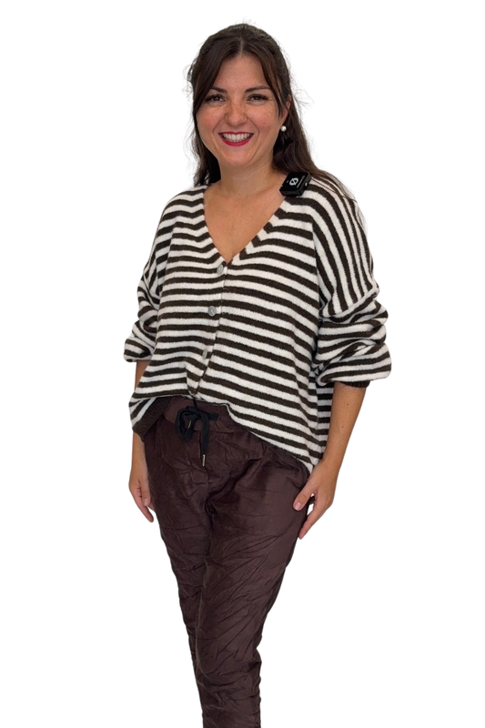 Streifen Cardigan „Amélie“ – braun/creme, Gr. 36-42